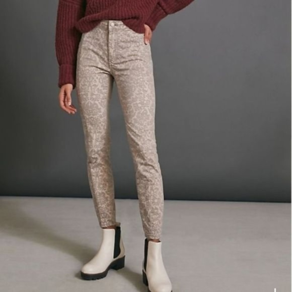 Pilcro and The Letterpress High Rise Flocked Skinny Denim Jeans/Leggings